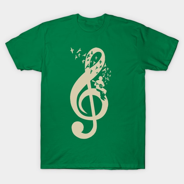 Treble Clef - Music Banjo - Vintage T-Shirt by barmalisiRTB